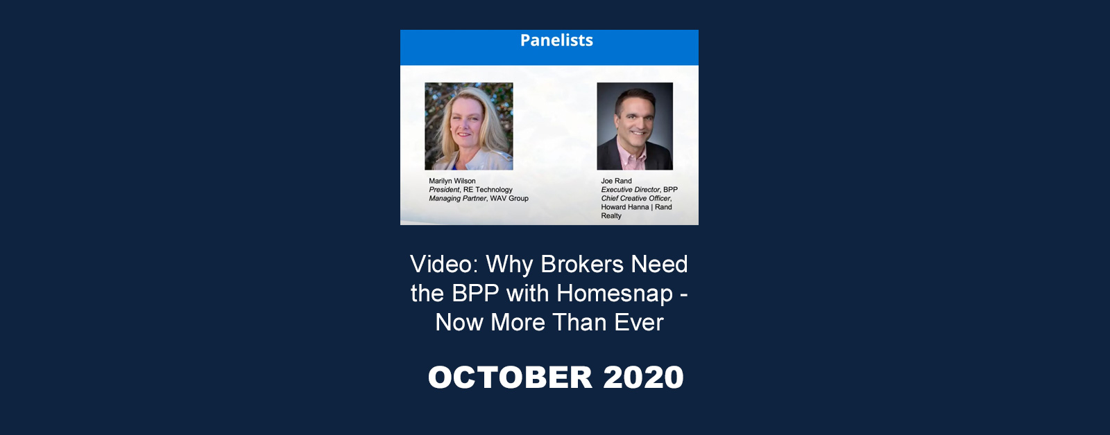 Video: Joe Rand BPP with Marilyn Wilson